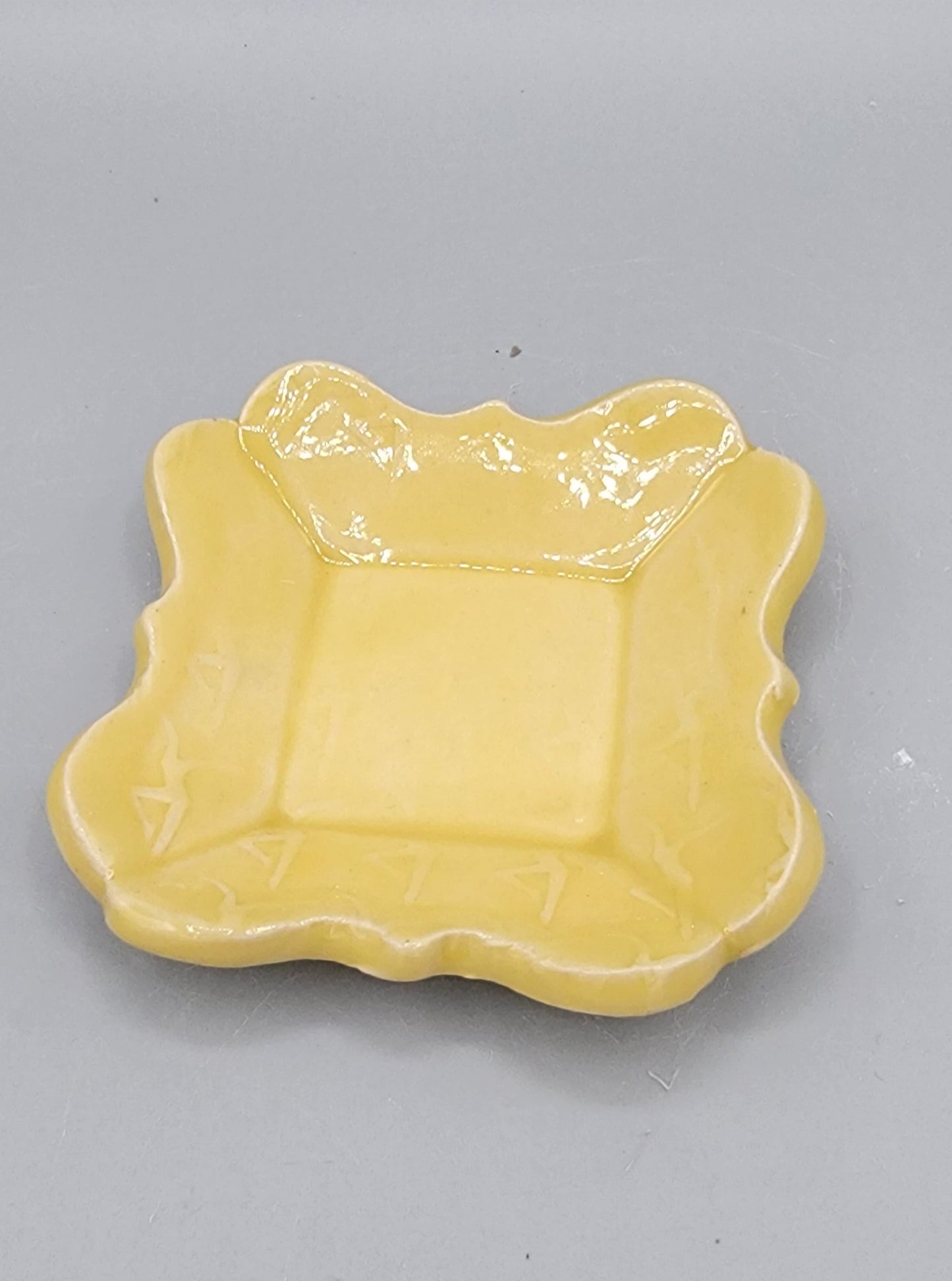 4 inch Embossed Dancer Fancy Square Trinket Dish With Music Note Bottom