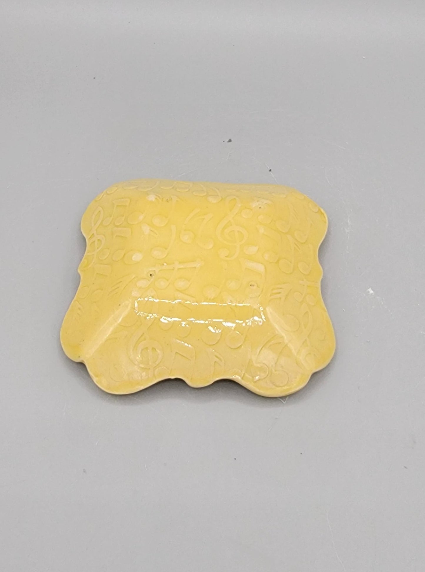 4 inch Embossed Dancer Fancy Square Trinket Dish With Music Note Bottom