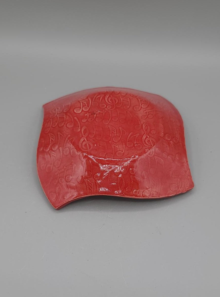 5 inch Embossed Bear Fancy Square Trinket Dish With Music Note Bottoms