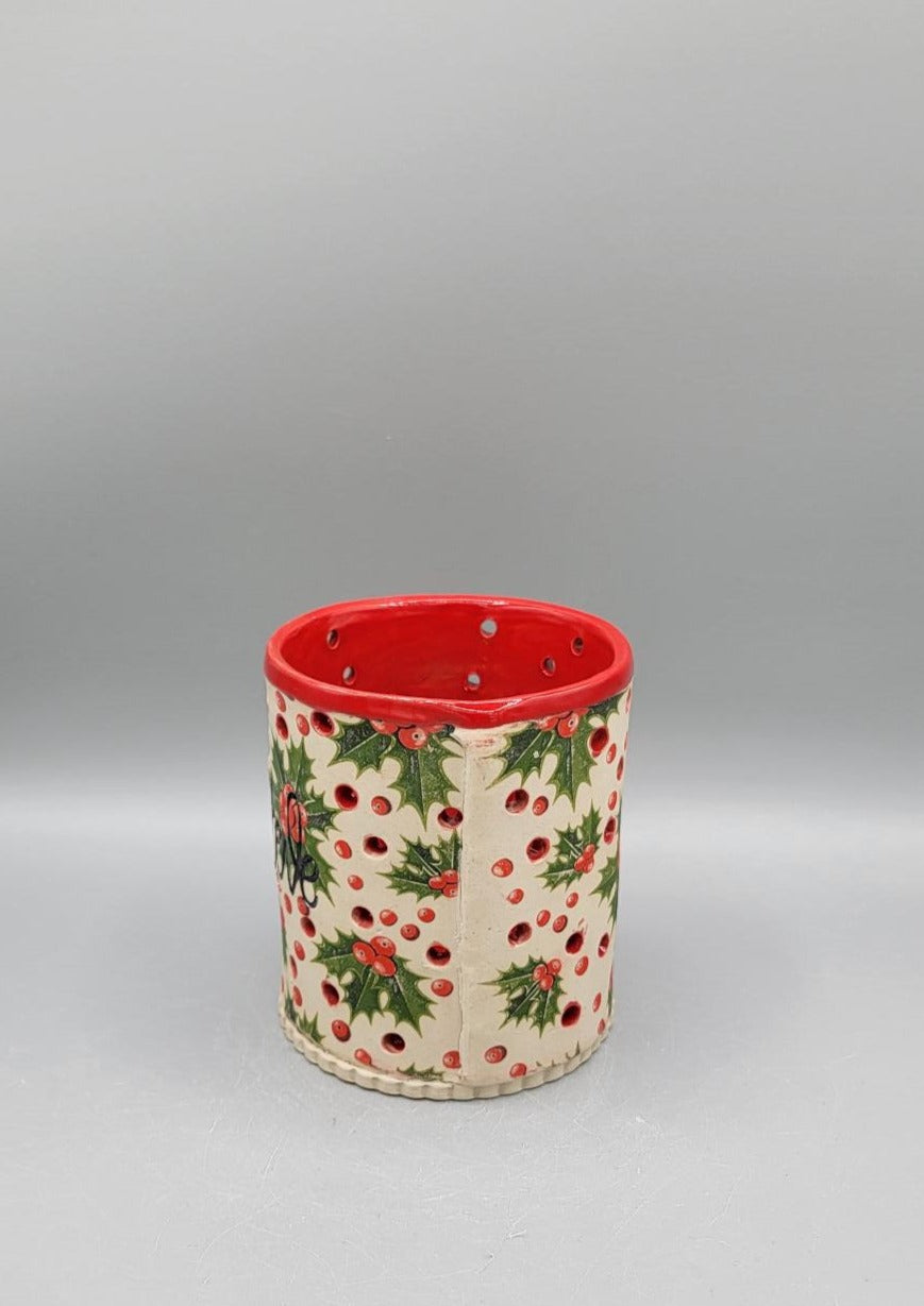 Hand Painted Believe & Holly Luminary