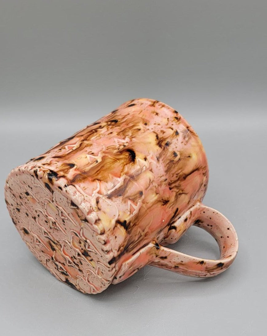 Embossed Dancer Ceramic Mug in Piggy Pink