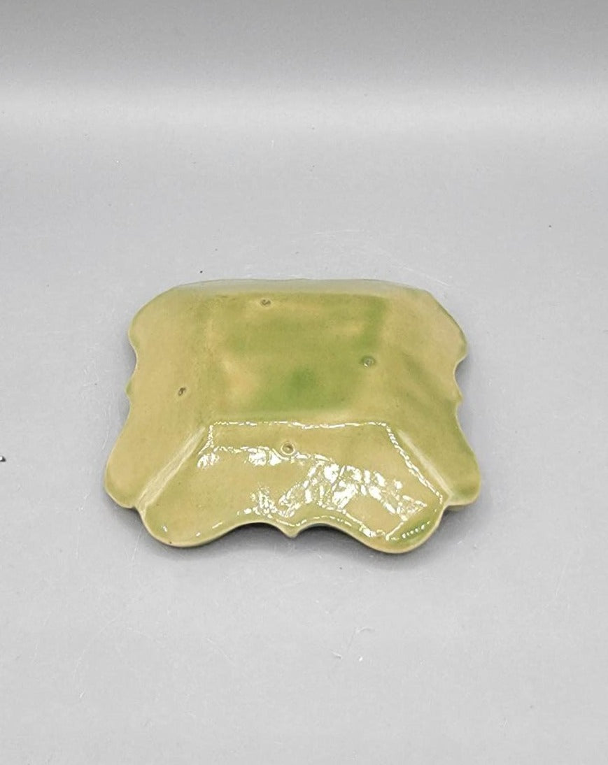 4 inch Embossed Dancing Daves Fancy Square Trinket Dish in Pistachio