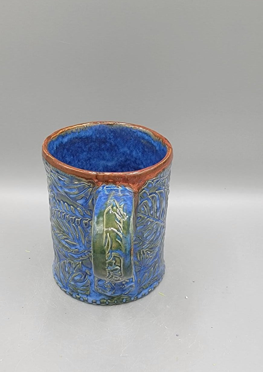 14-15 oz Embossed Monstera Mug