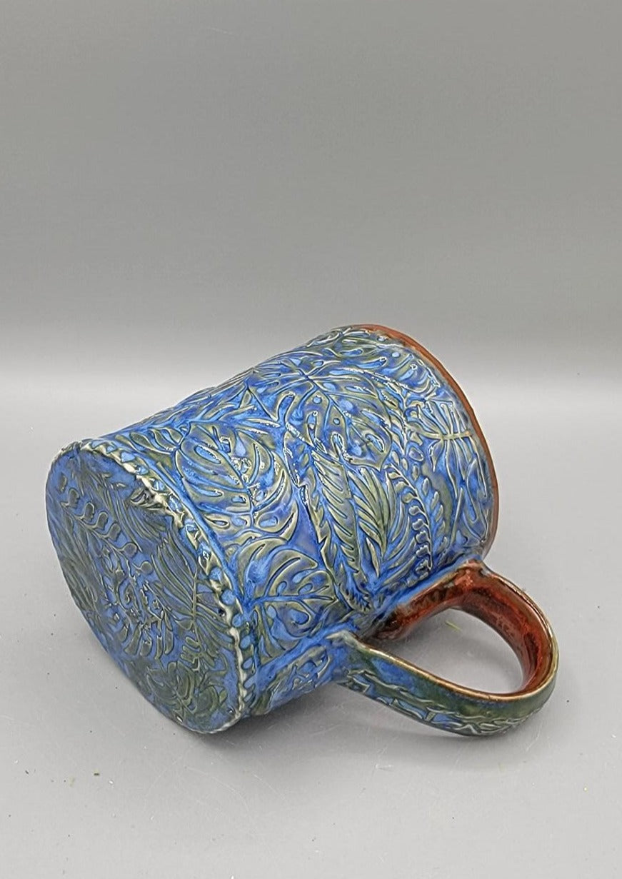14-15 oz Embossed Monstera Mug