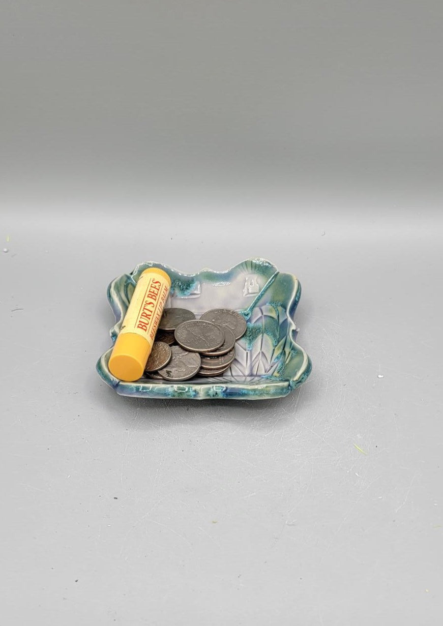 4 inch Embossed Hot Air Balloons Fancy Square Trinket Dish