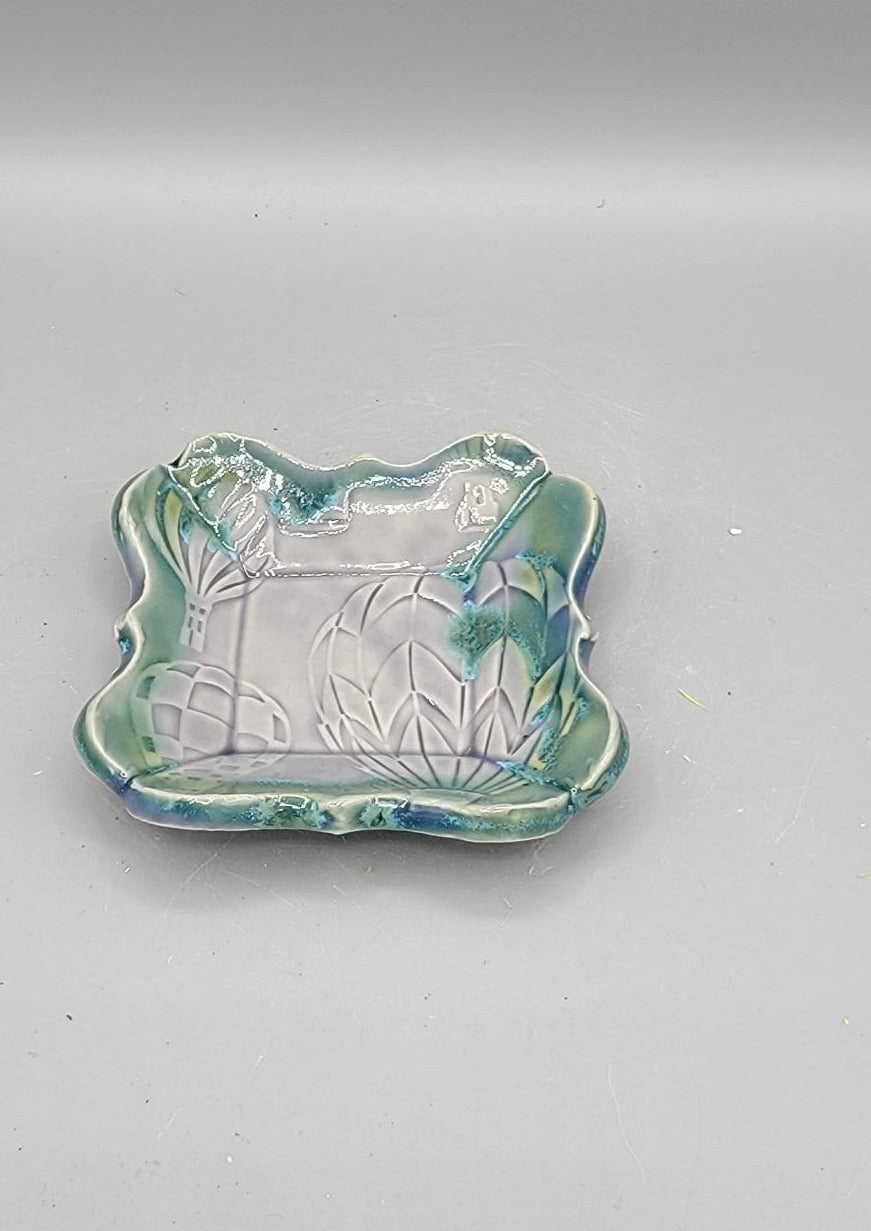 4 inch Embossed Hot Air Balloons Fancy Square Trinket Dish