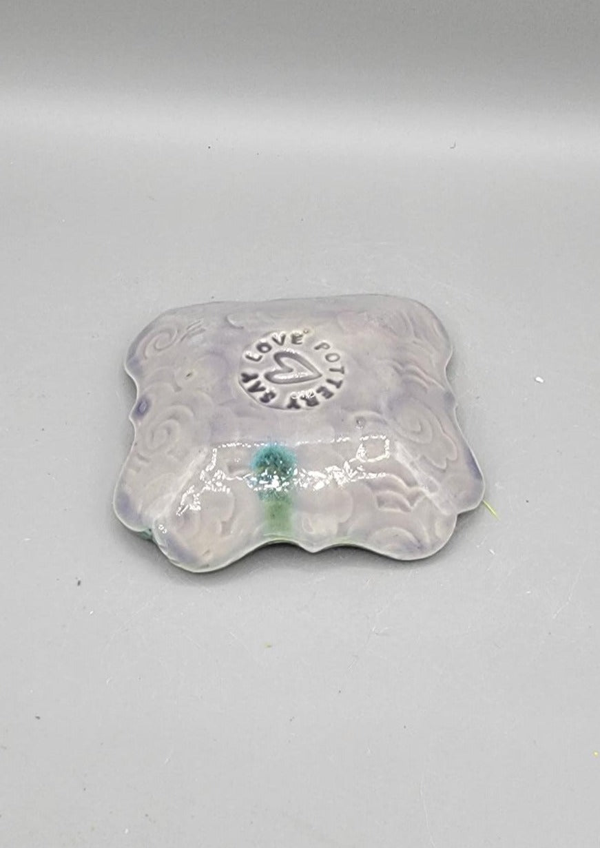 4 inch Embossed Hot Air Balloons Fancy Square Trinket Dish