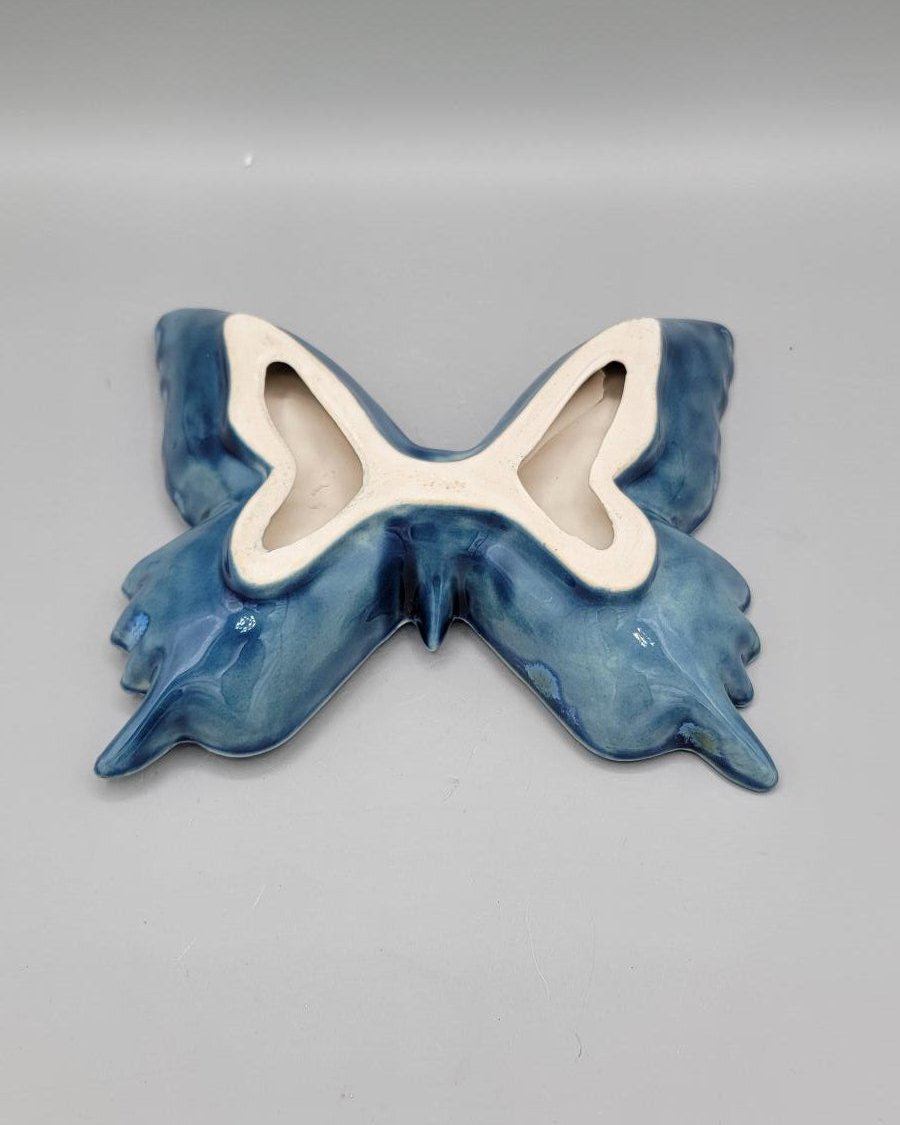6x5 inch Butterfly Trinket Dish or Wall Hanging Décor in Waves of Caribbean Blue
