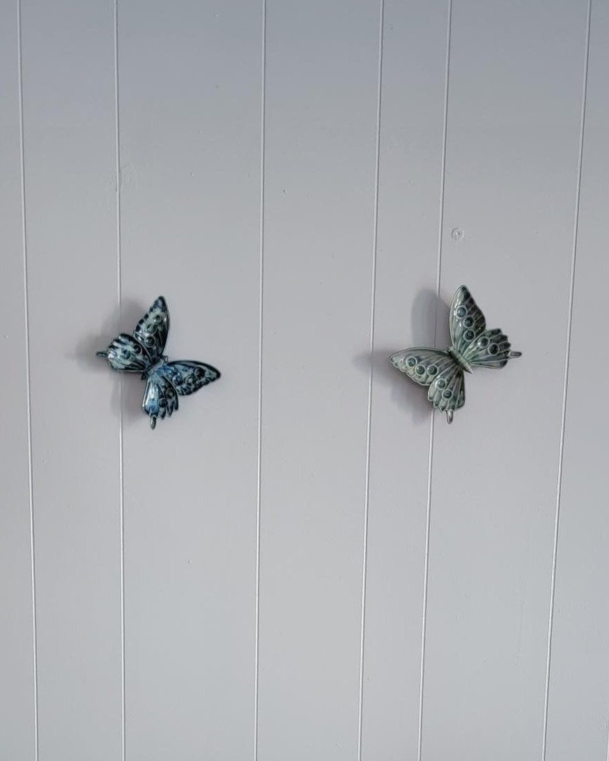 6x5 inch Butterfly Trinket Dish or Wall Hanging Décor in Waves of Caribbean Blue