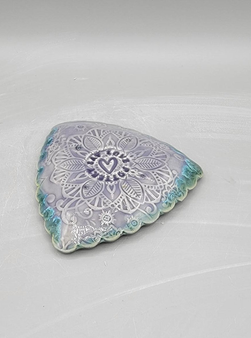 4 inch Embossed Mandala Scalloped Triangle Trinket Dish Alice Dreams