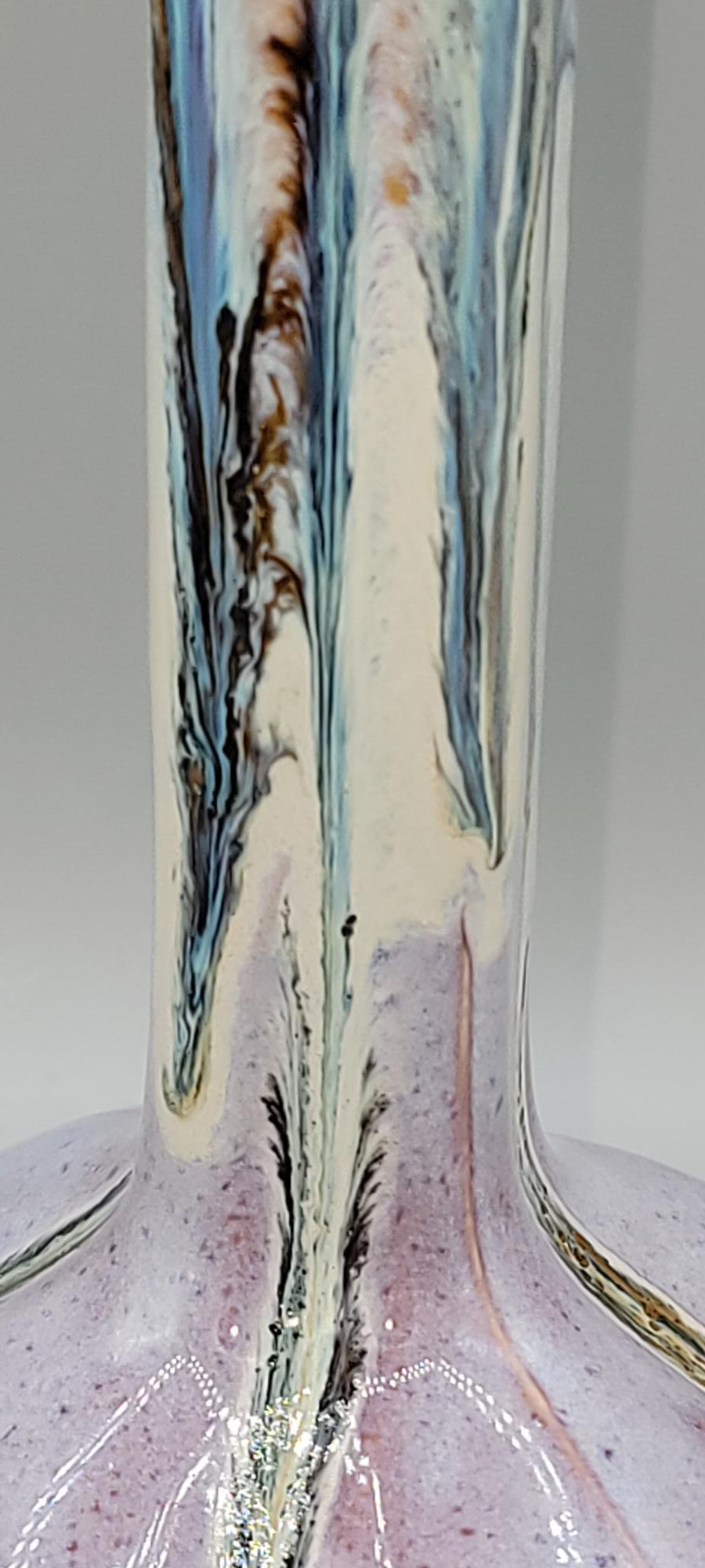 Tall Curvy Bud Vase in Melty Cream & Purple