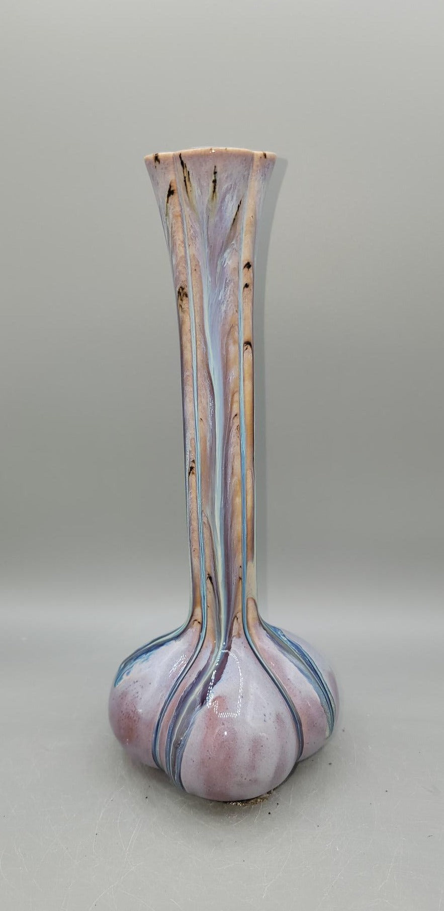 Tall Curvy Bud Vase in Melty Purple Cascades