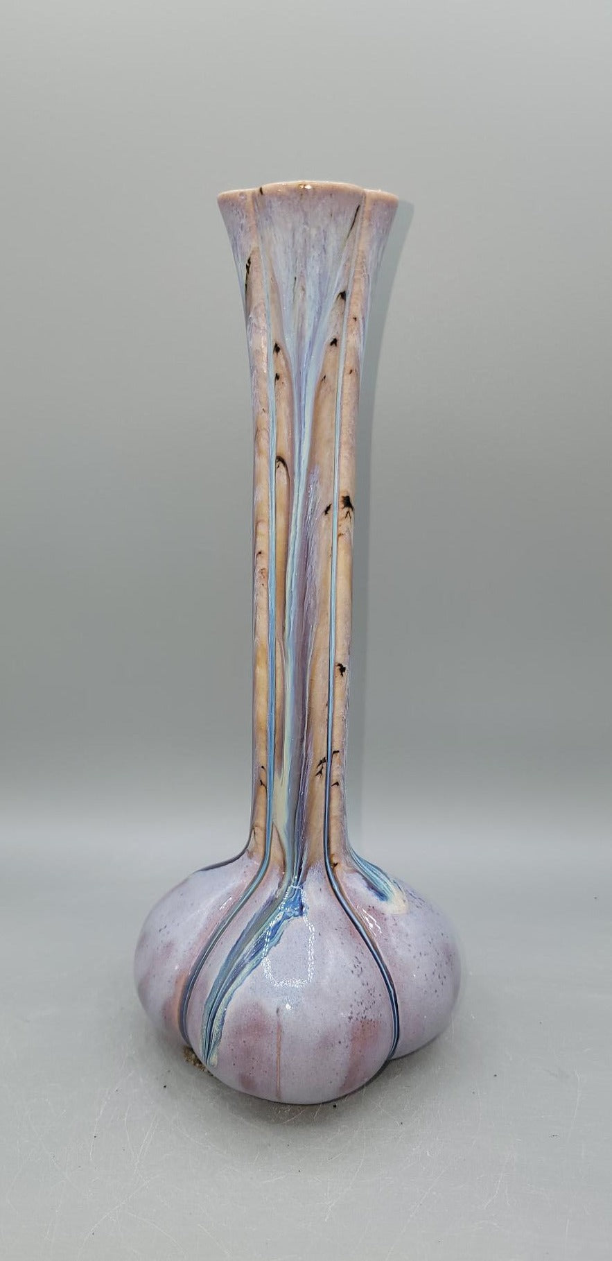 Tall Curvy Bud Vase in Melty Purple Cascades