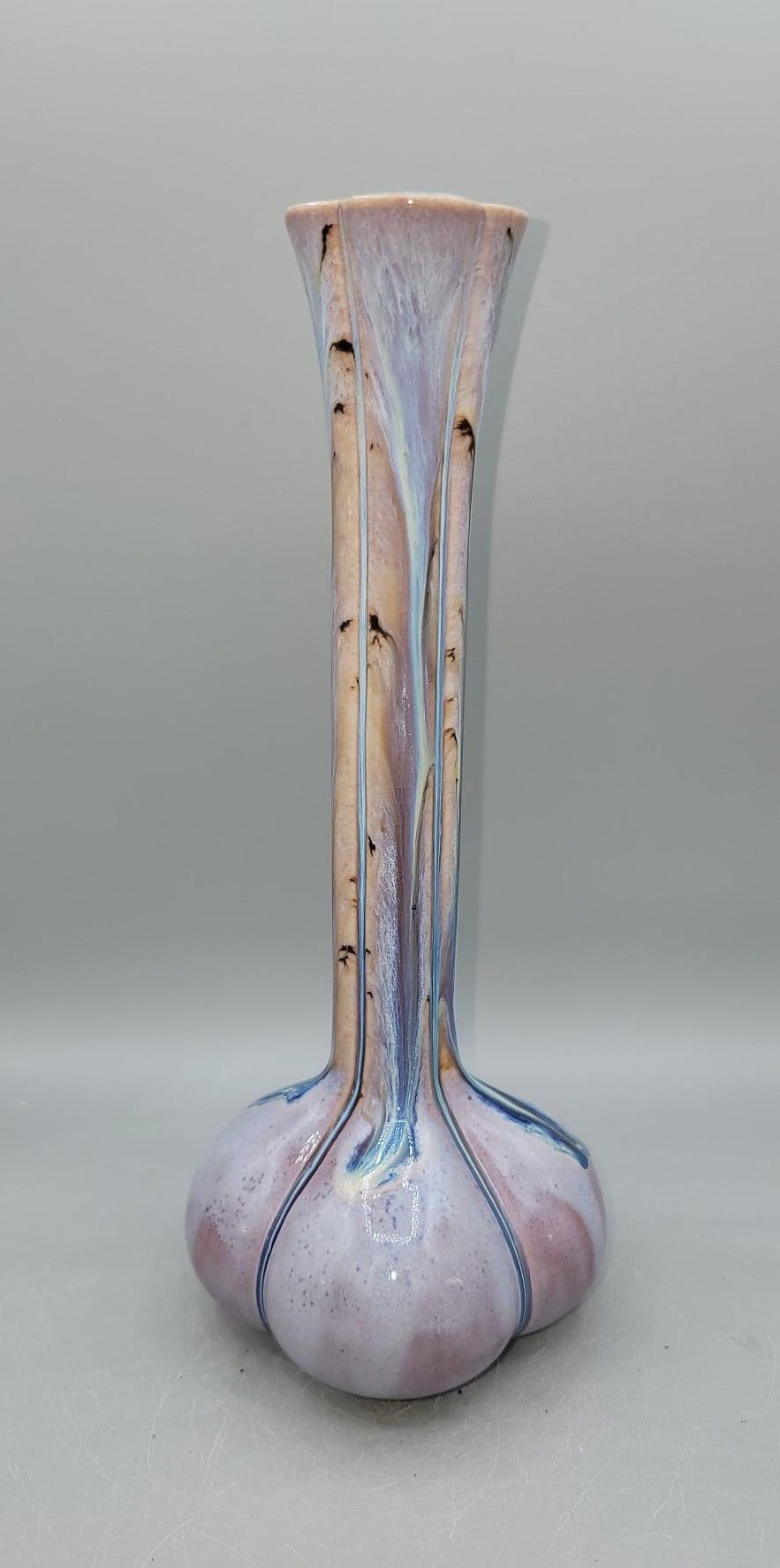 Tall Curvy Bud Vase in Melty Purple Cascades