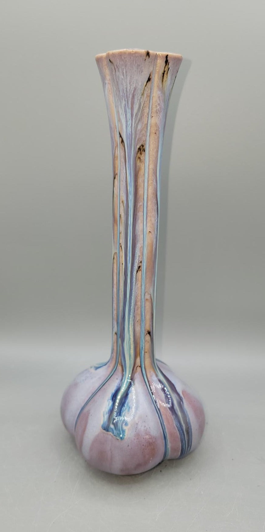 Tall Curvy Bud Vase in Melty Purple Cascades
