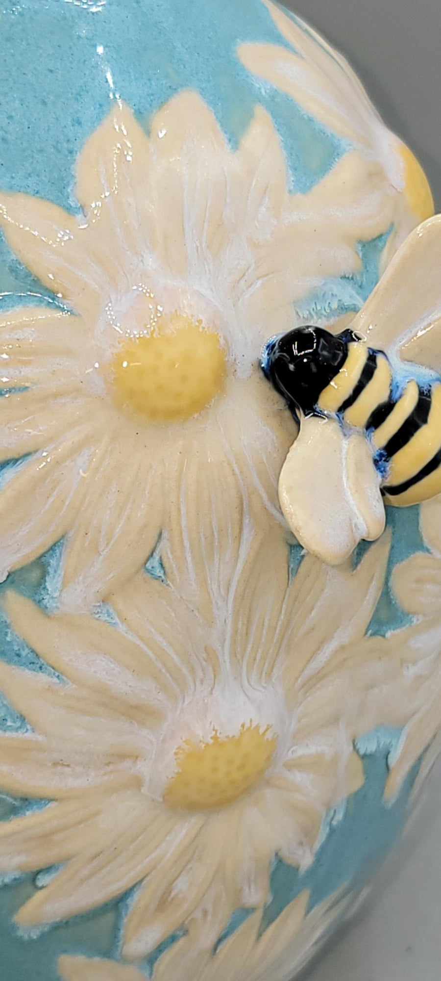 Large Hand Painted Flower & Bees Vase