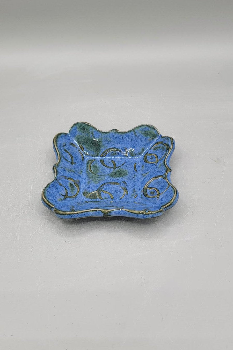 4 inch Embossed Rings Fancy Square Trinket Dish