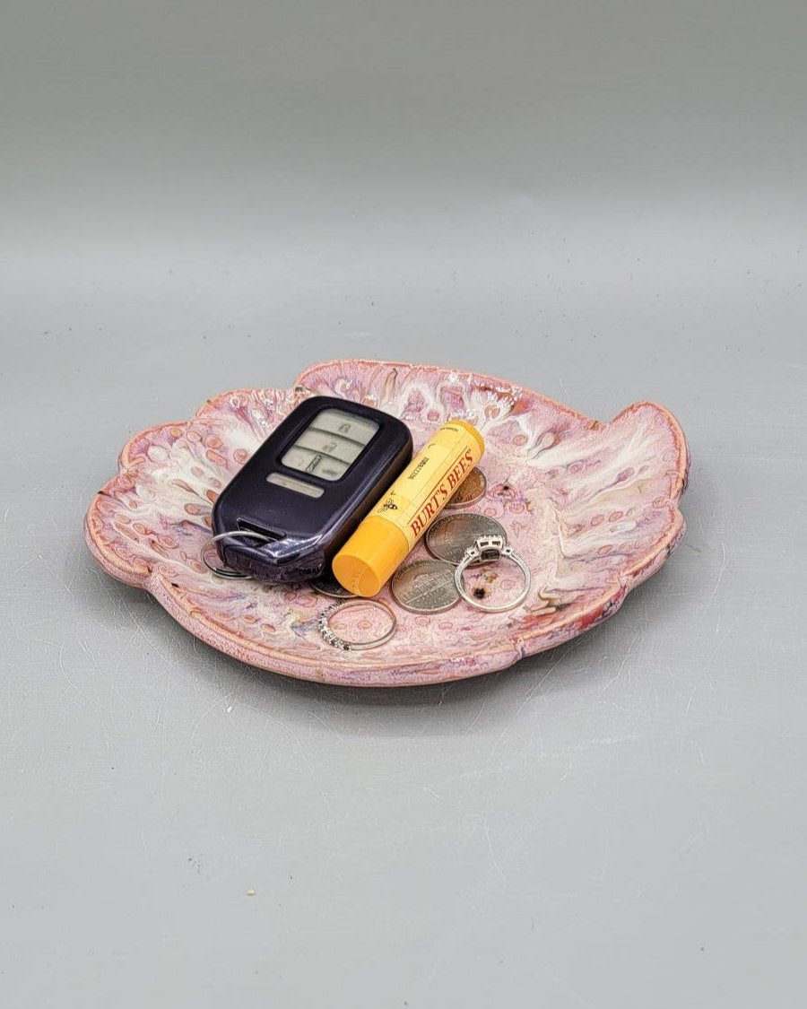 7 inch Embossed Music Notes Island Shaped Trinket Dish in Pink-A-Licious