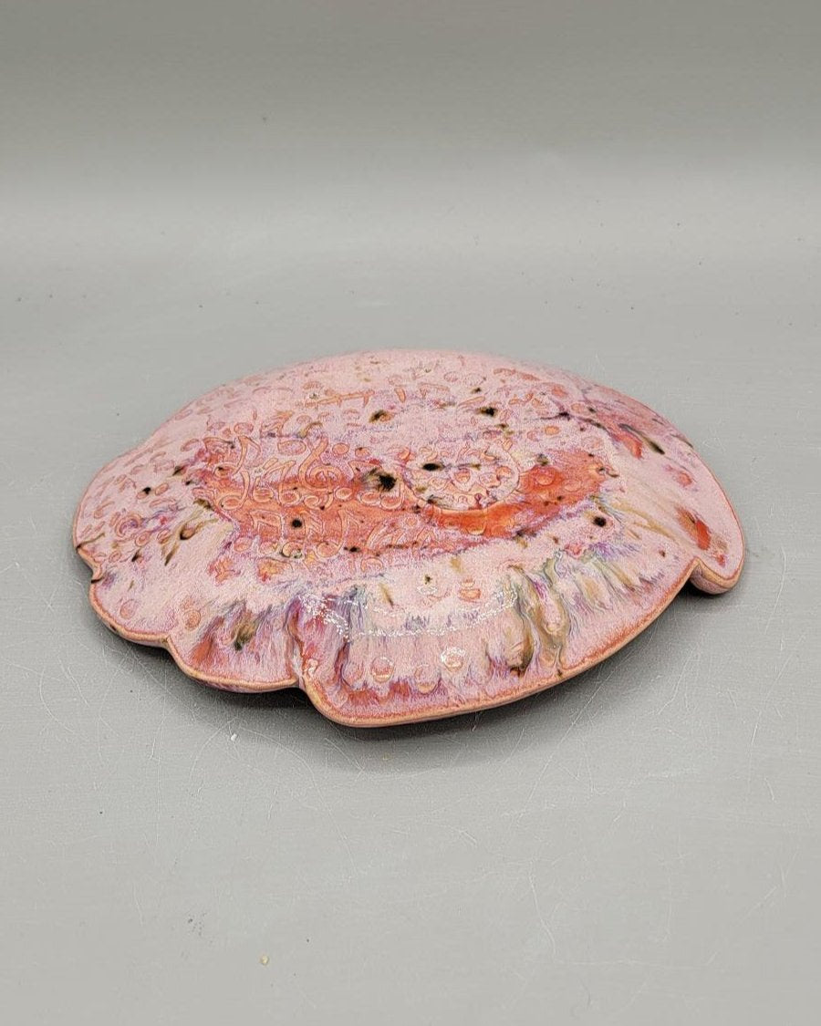 7 inch Embossed Music Notes Island Shaped Trinket Dish in Pink-A-Licious