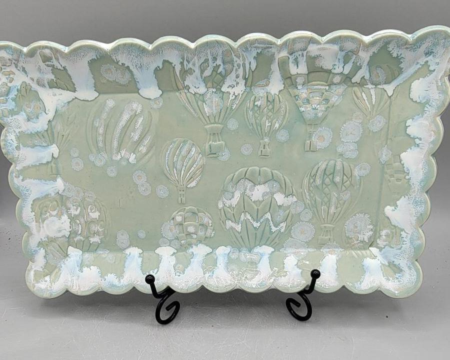 11.75X7 inch X-Large Platter with Embossed Hot Air Balloons in Under the Sea