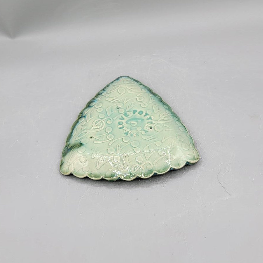 4 inch Embossed Music Notes Scalloped Triangle Trinket Dish