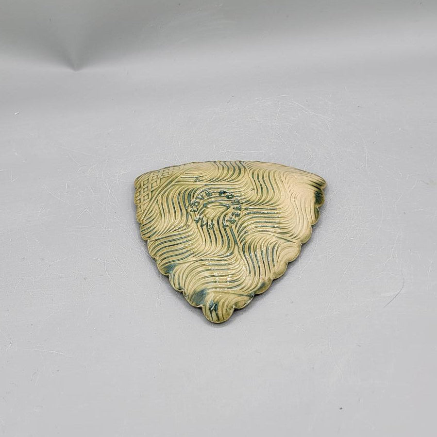 4 inch Embossed Swirls Scalloped Triangle Trinket Dish