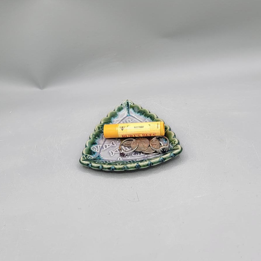 4 inch Embossed Fish Scalloped Triangle Trinket Dish