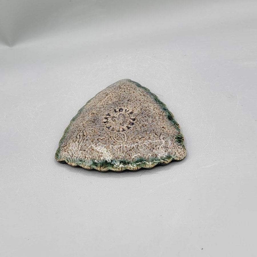 4 inch Imprinted Peonies Scalloped Triangle Trinket Dish