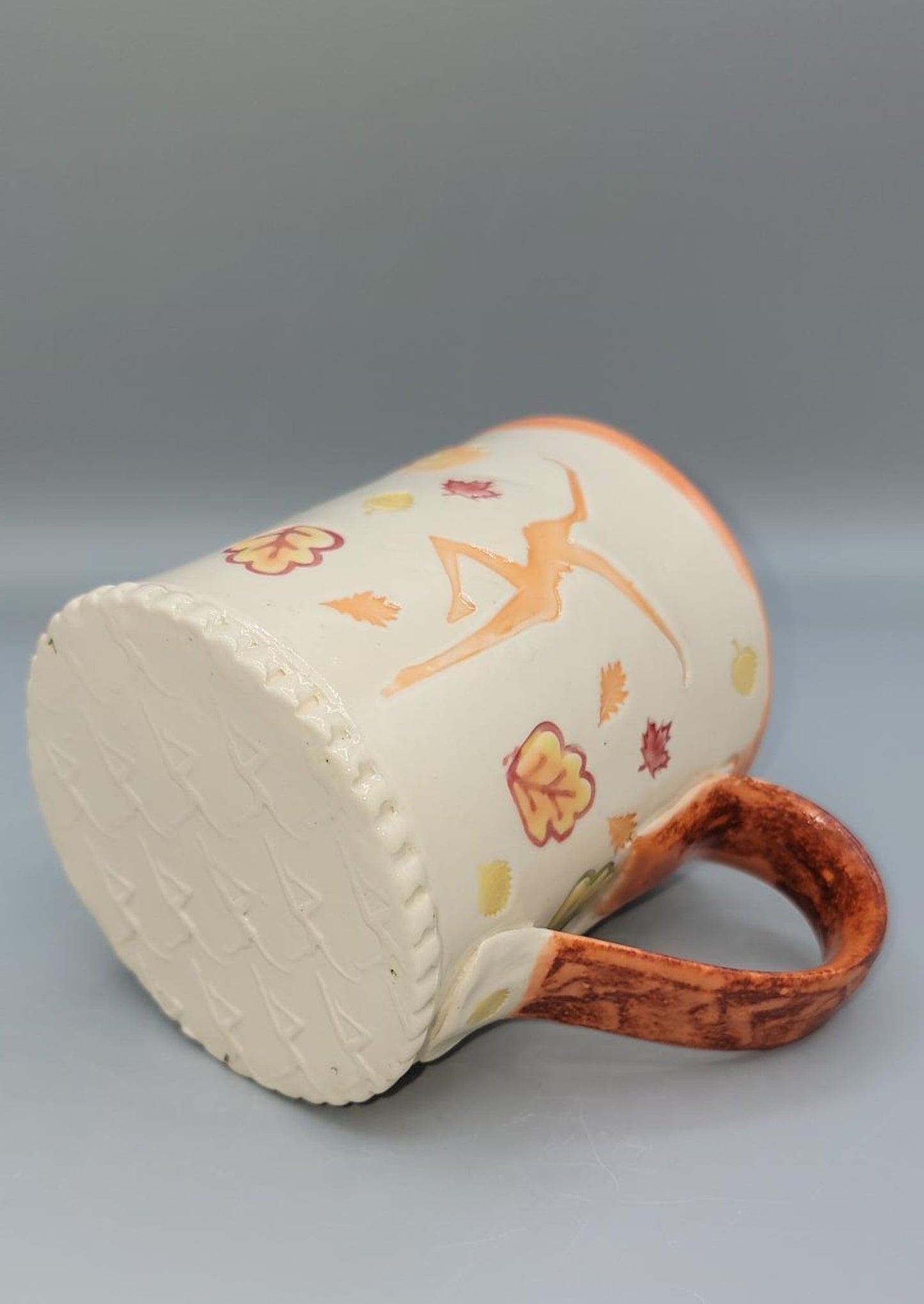 14-15 oz Hand Painted Imprinted Dancer and Leaves Ceramic Coffee Mug
