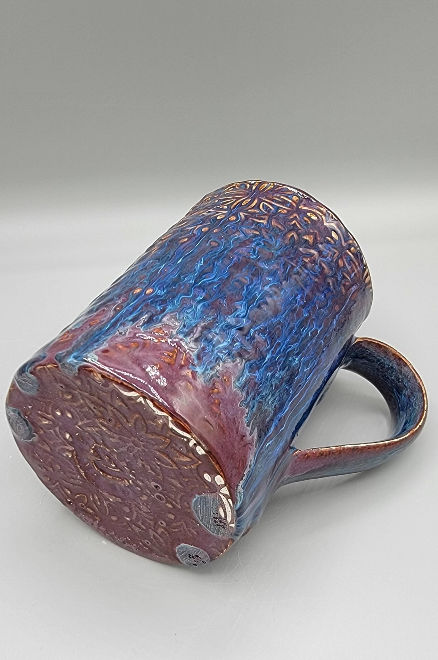 16 oz Embossed Geometric Coffee Mug In Dreams Come True Blue