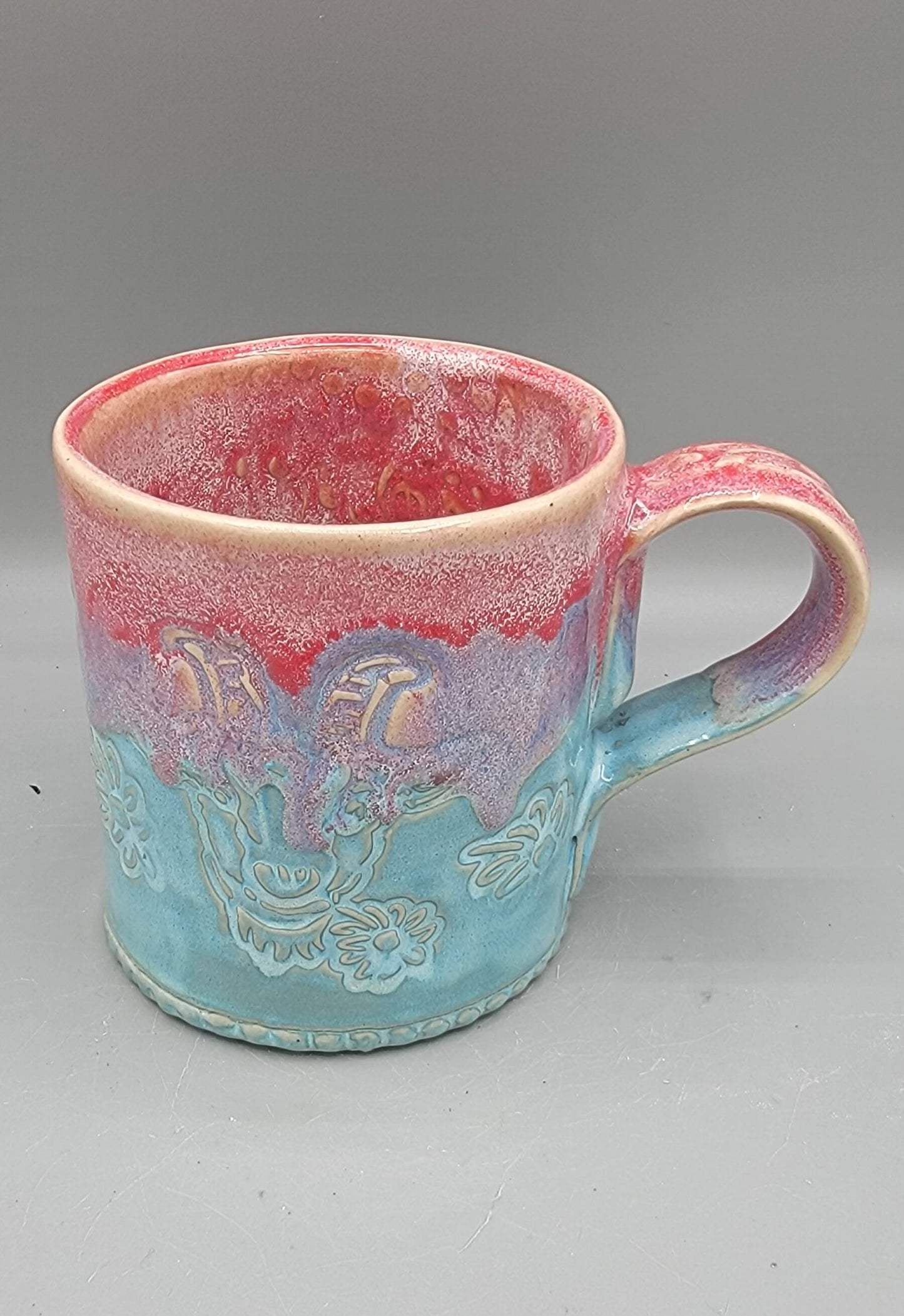 14-15oz Embossed BMFS Happy Goat Ceramic Mug in Unicorn Dreamland With Music Notes on Inside