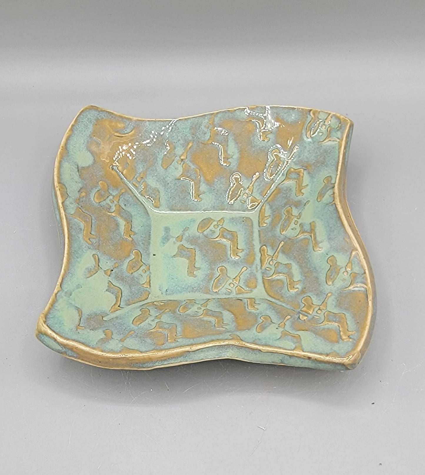 5 inch Embossed Tiny Dave’s Fancy Square Trinket Dish With Music Note Bottom