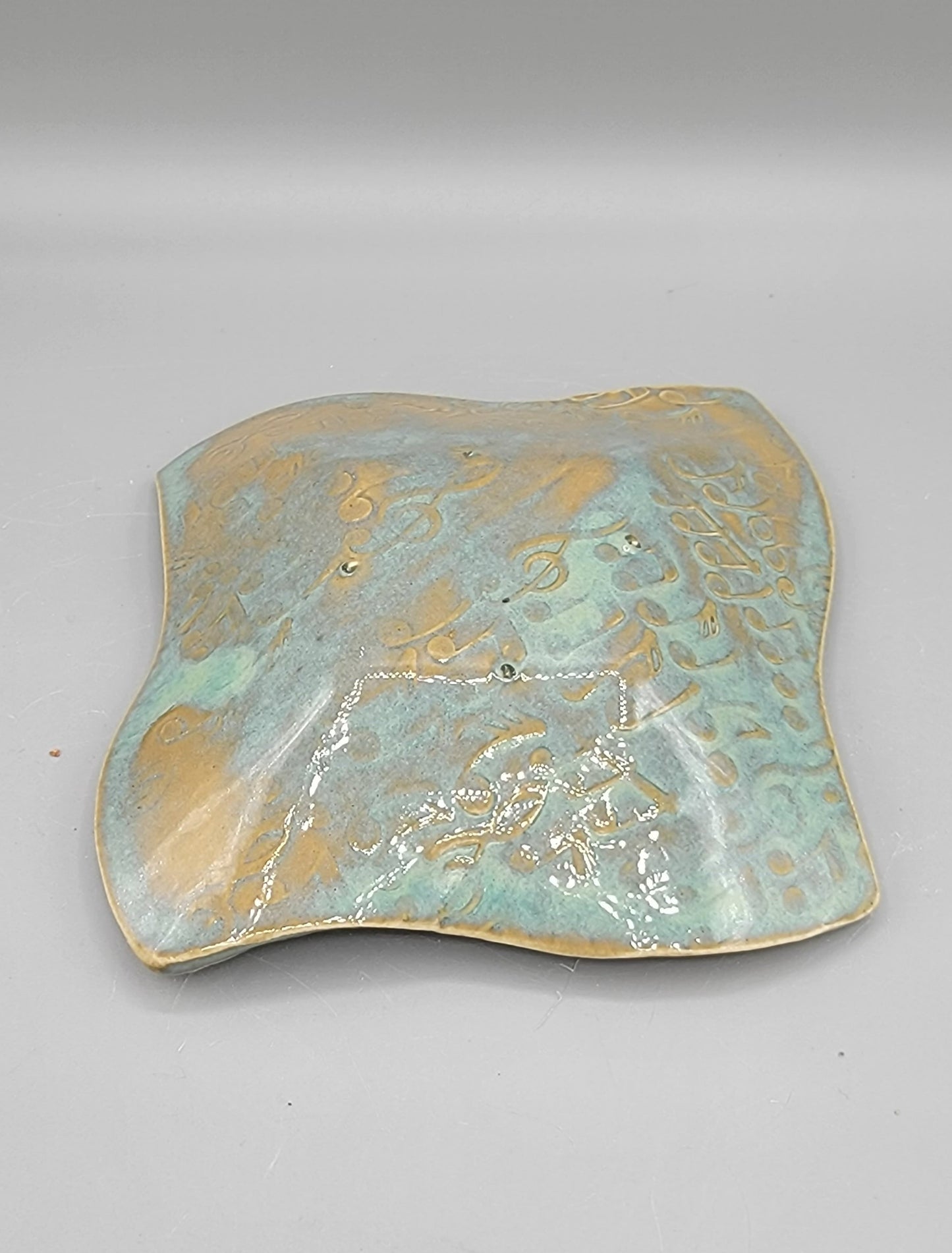 5 inch Embossed Tiny Dave’s Fancy Square Trinket Dish With Music Note Bottom