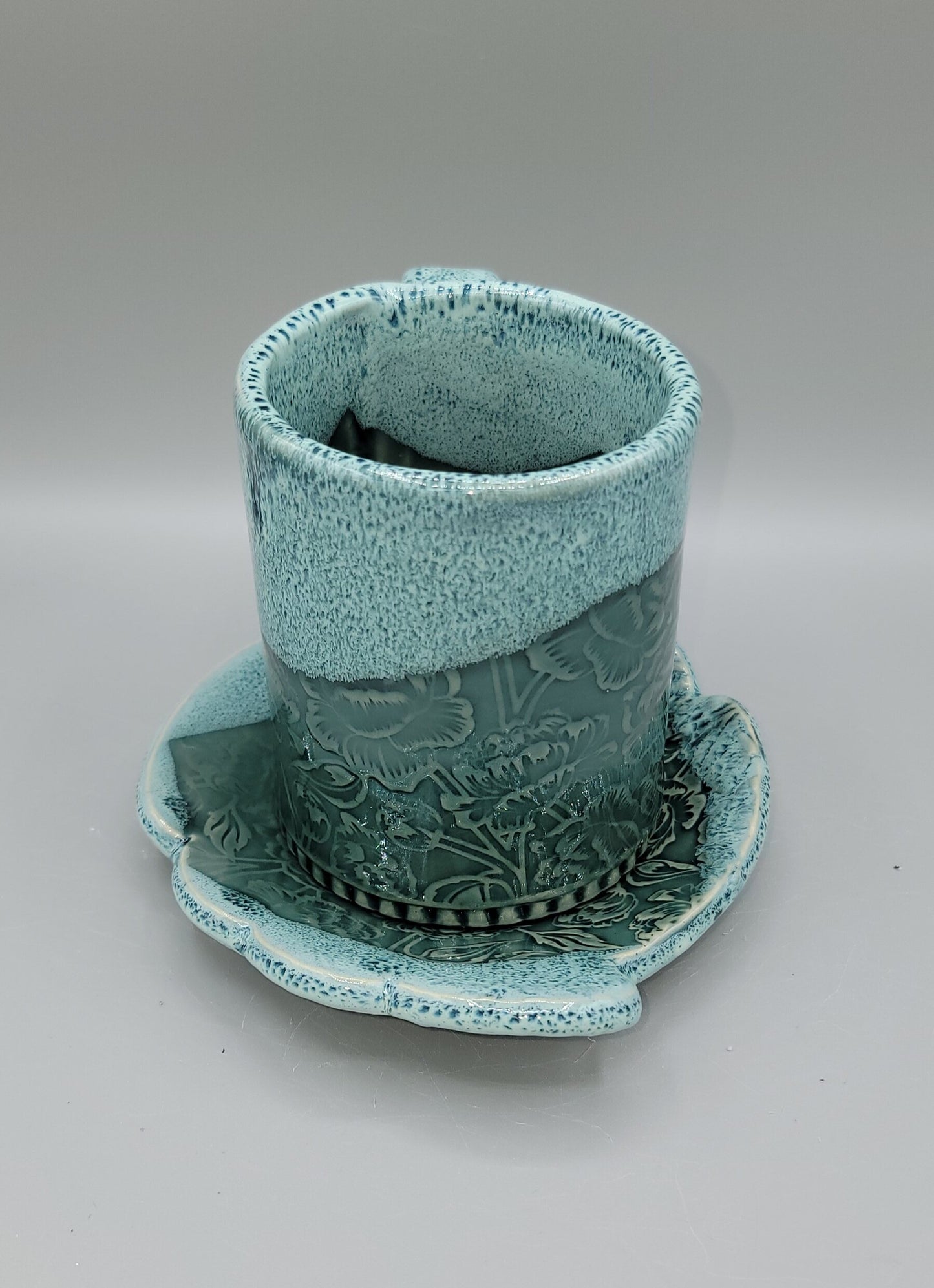 14-15oz Peonies Ceramic Mug with matching saucer