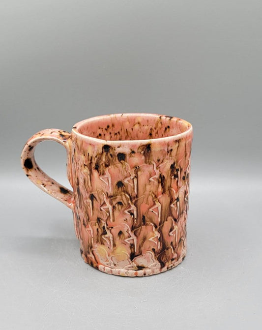 Embossed Dancer Ceramic Mug in Piggy Pink