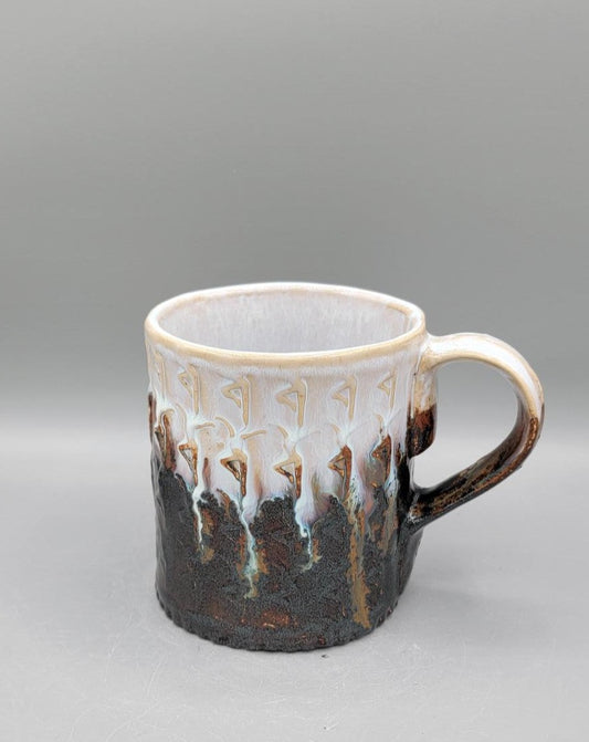 Embossed Dancer Ceramic Mug in Pearly Gates