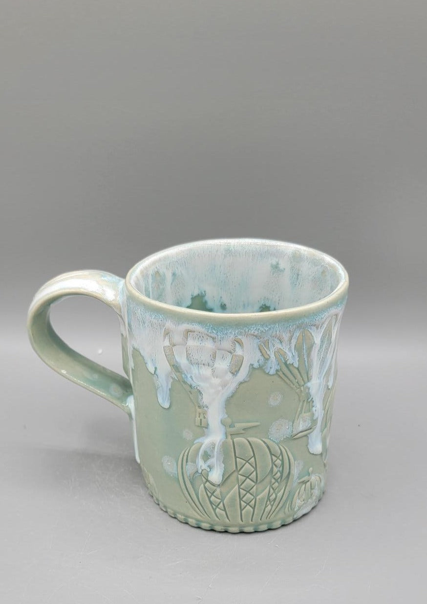 14-15 oz Lost in the Clouds Embossed Hot Air Balloons Mug