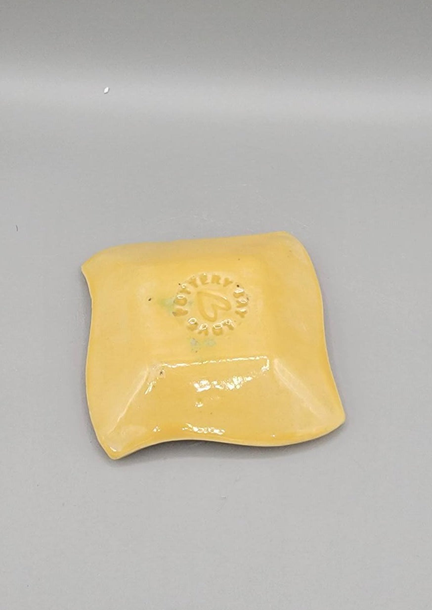 4 inch Hand Painted Embossed Bees Fancy Square Trinket Dish