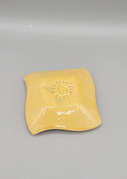 4 inch Hand Painted Embossed Bees Fancy Square Trinket Dish