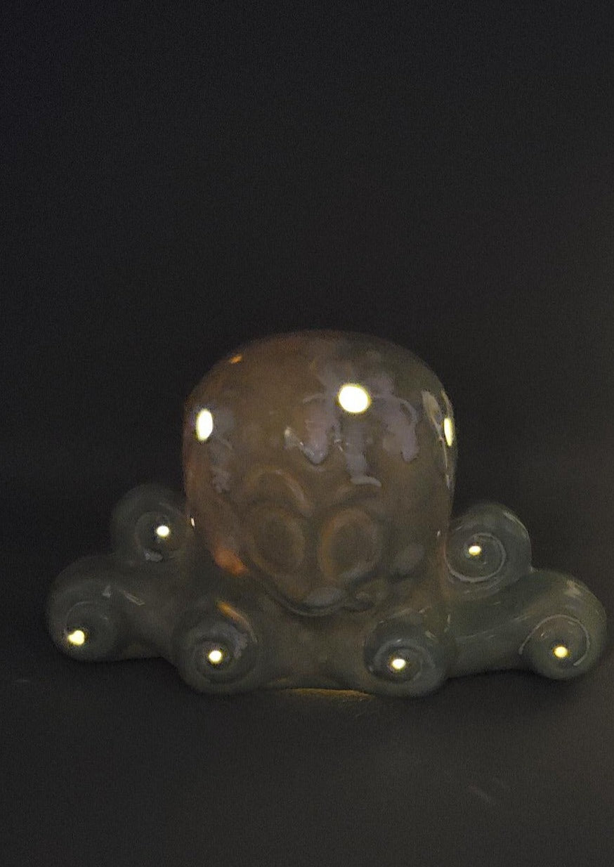 Cute Ceramic Octopus Covered in Flowers Luminary