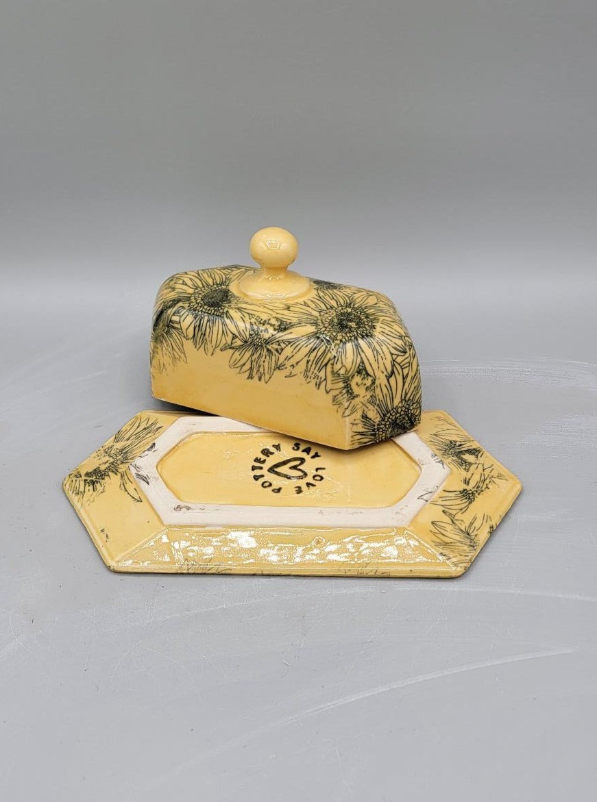 Yellow Sunflower Butter Dish