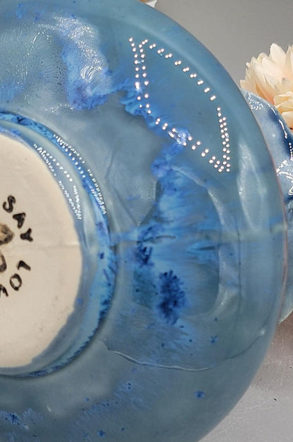 Round Flared Vase in Blue Crystal