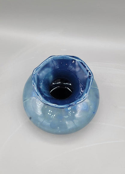 Round Flared Vase in Blue Crystal