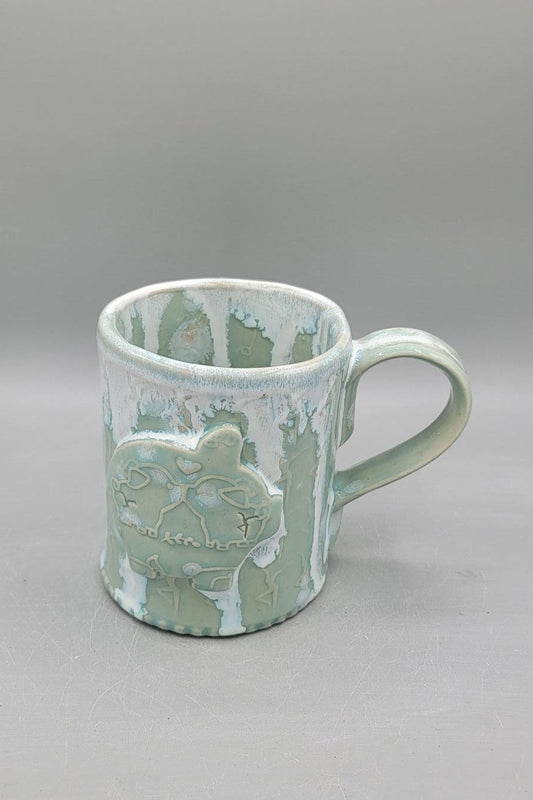 Embossed Dancer Ceramic Mug Pig Medallion