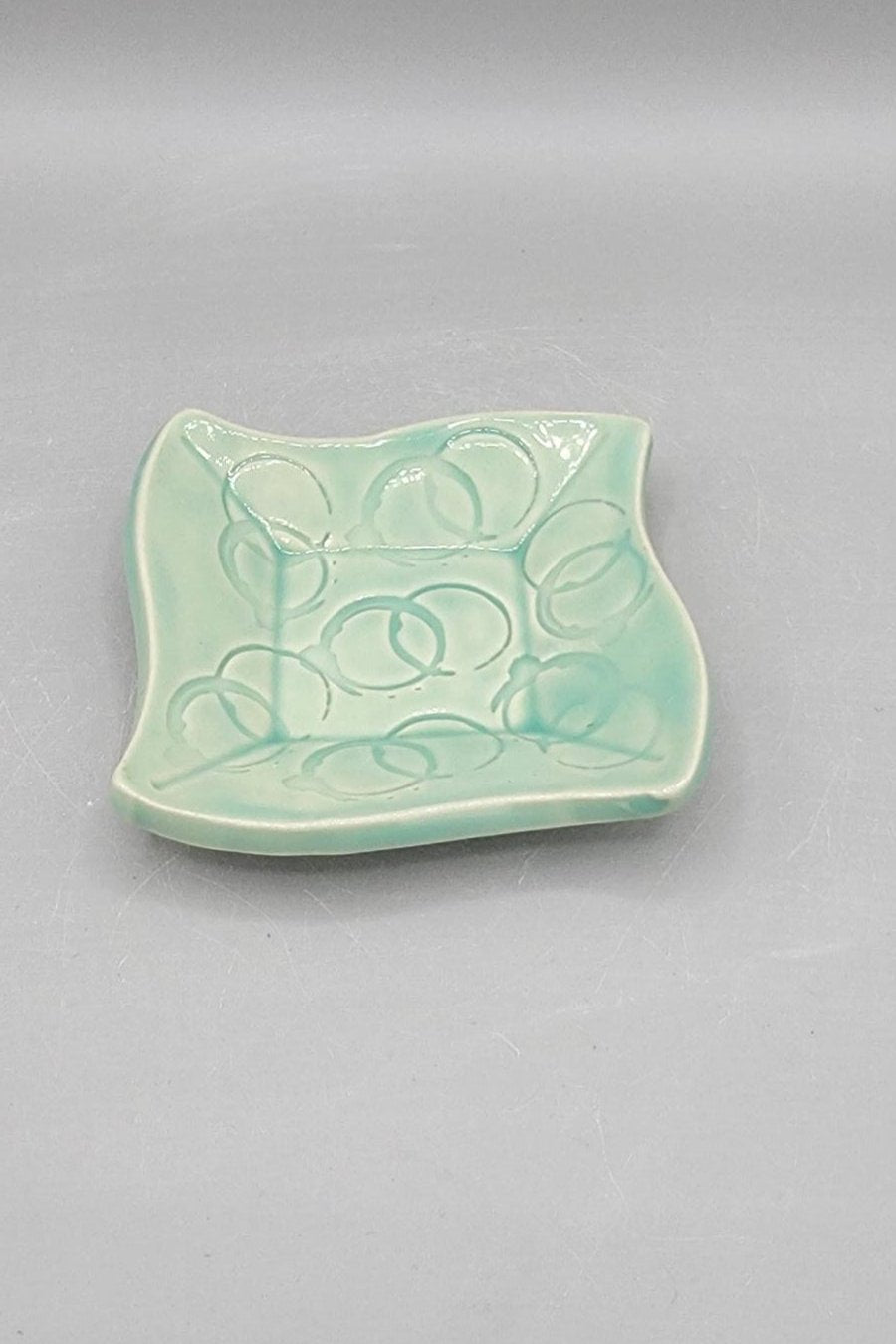 4 inch Embossed Rings Fancy Square Trinket Dish