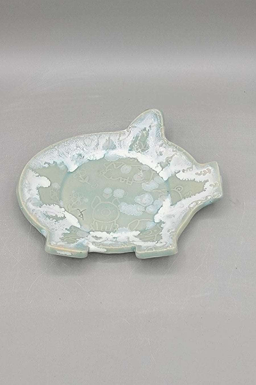 5.5x5 inch Embossed Pigs with Dancer Pig Trinket Dish #2