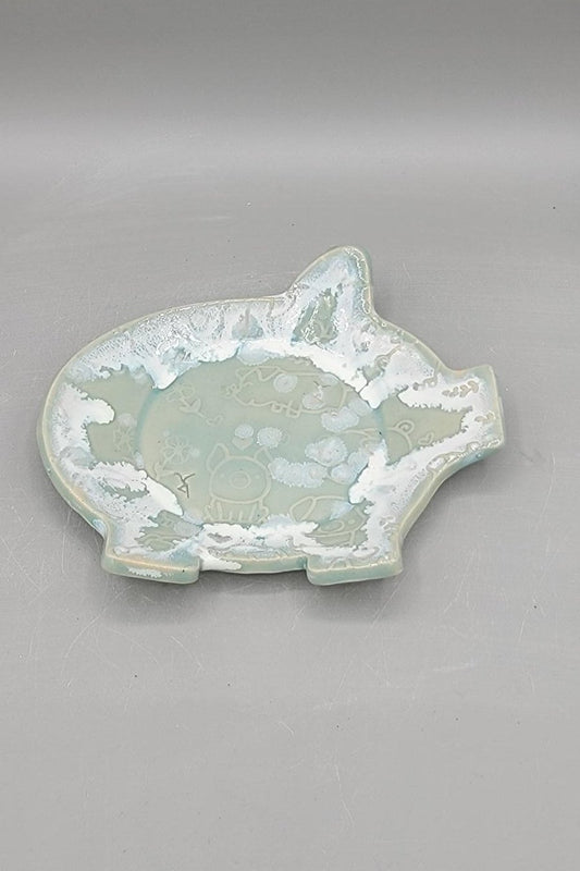 5.5x5 inch Embossed Pigs with Dancer Pig Trinket Dish #2