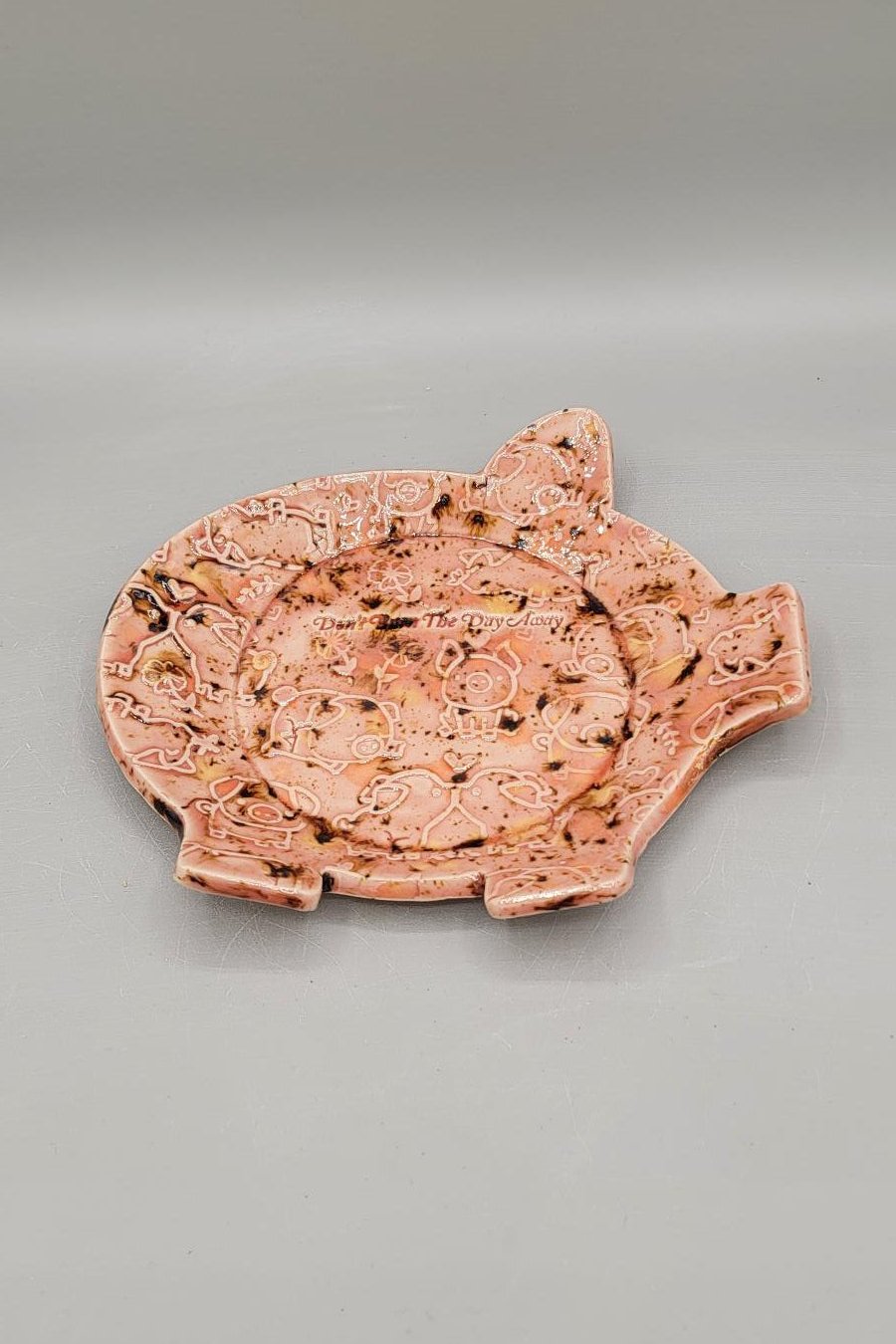 6.75x5.5 inch Embossed Pigs with Dancers Pig Trinket Dish #1