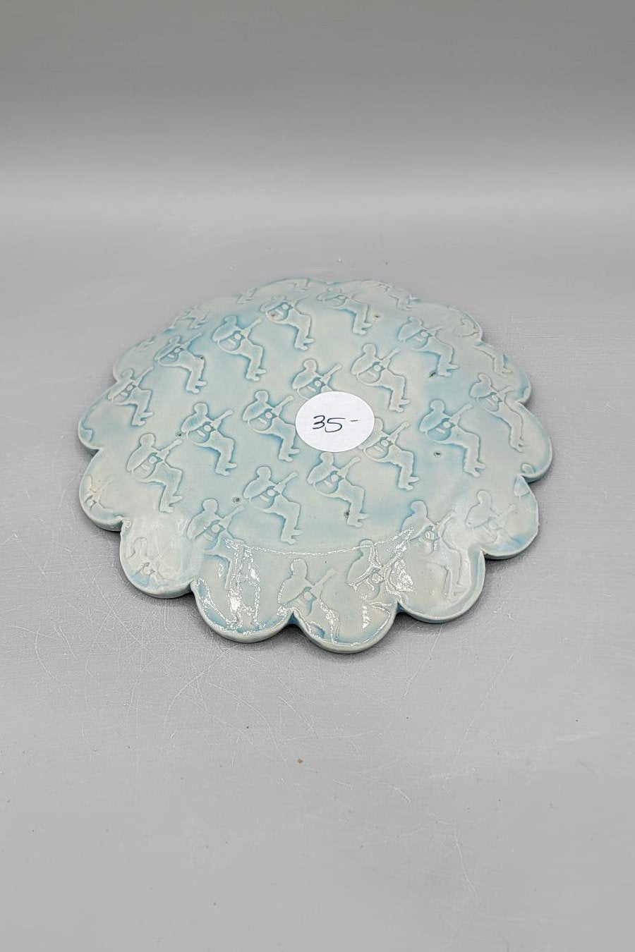 5 inch Hand Painted Dancing Dave Monsters Scalloped Circle Trinket Dish