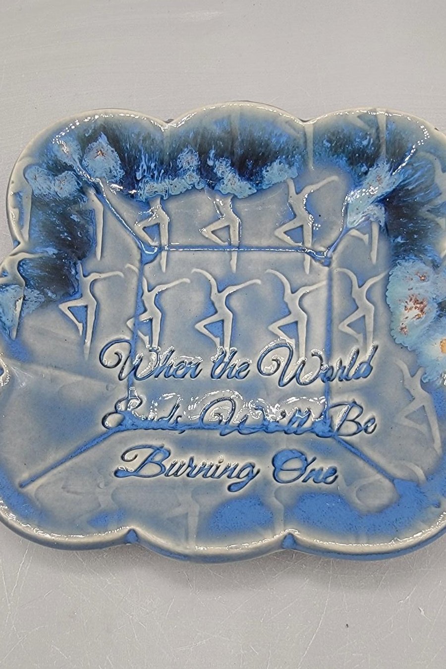 4 inch Embossed Dancer When World Ends Fancy Square Trinket Dish